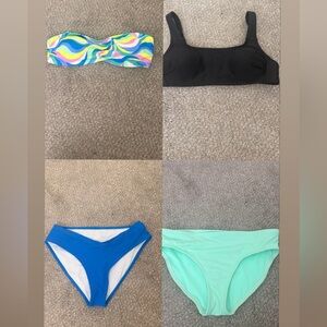 Colorful and Black Women's Swimwear Set Size- Medium